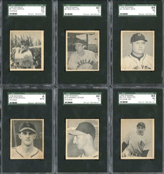 1948 Bowman Complete Set of 48 with Six SGC Graded Cards